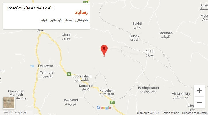 روستای رضاآباد بر روی نقشه