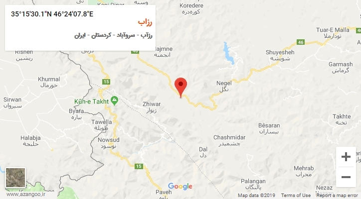 روستای رزاب بر روی نقشه