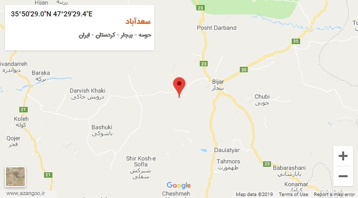 روستای سعدآباد بر روی نقشه