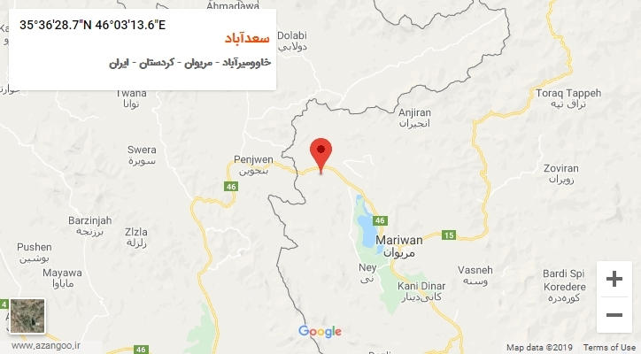 روستای سعدآباد بر روی نقشه