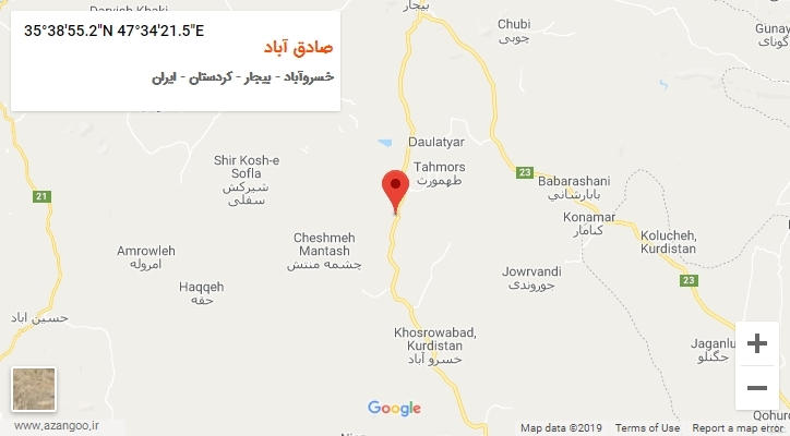 روستای صادق آباد بر روی نقشه