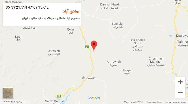 روستای صادق آباد بر روی نقشه