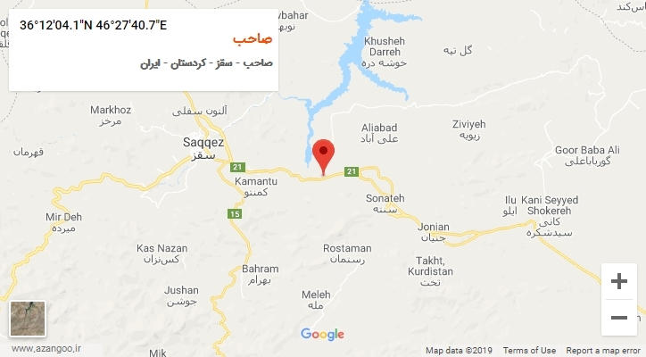 روستای صاحب بر روی نقشه