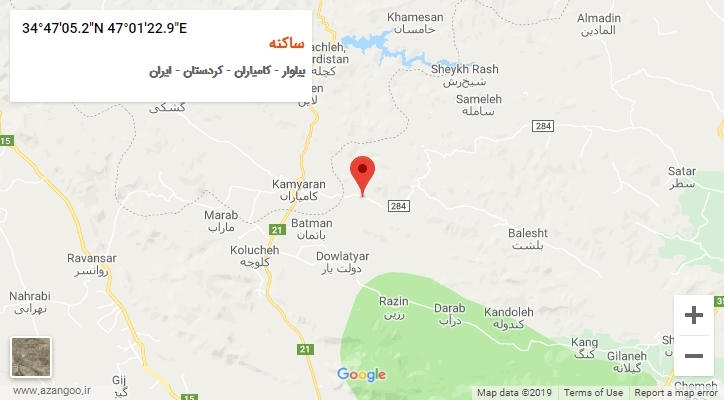 روستای ساکنه بر روی نقشه
