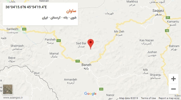 روستای ساوان بر روی نقشه