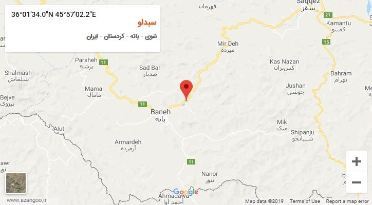روستای سبدلو بر روی نقشه