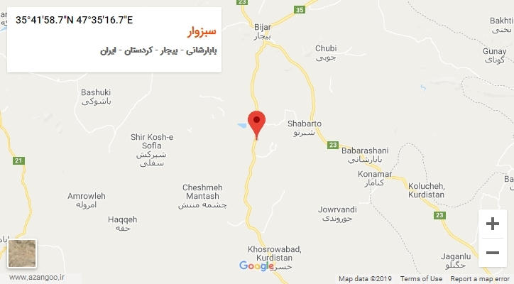 روستای سبزوار بر روی نقشه