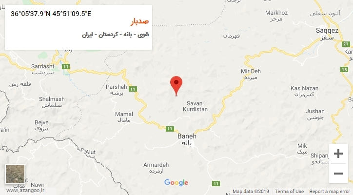 روستای صدبار بر روی نقشه