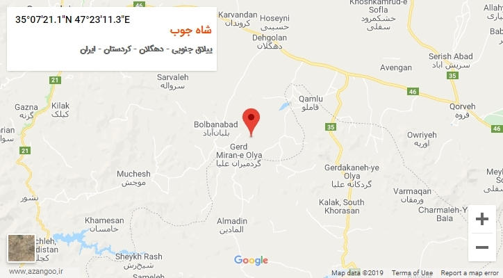 روستای شاه جوب بر روی نقشه