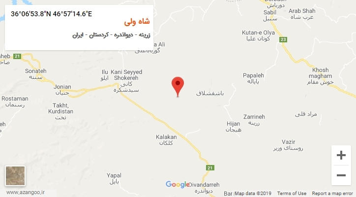 روستای شاه ولی بر روی نقشه