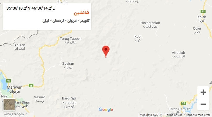روستای شانشین بر روی نقشه