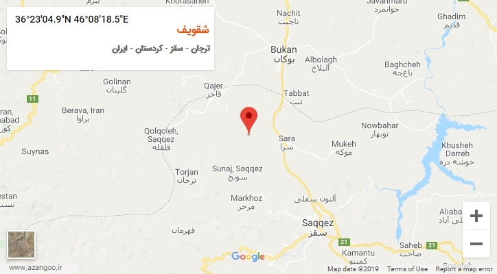 روستای شقویف بر روی نقشه