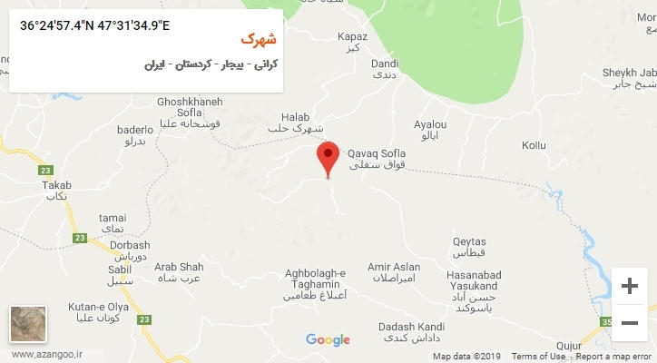 روستای شهرک بر روی نقشه