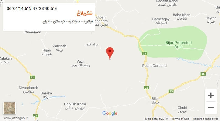 روستای شکربلاغ بر روی نقشه