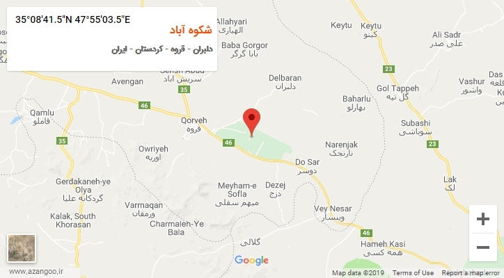 روستای شکوه آباد بر روی نقشه