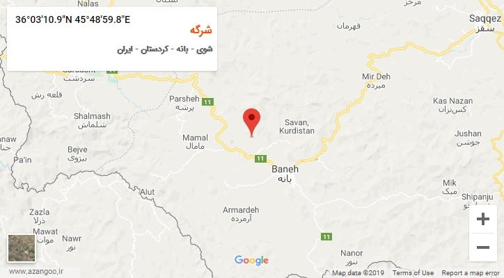 روستای شرگه بر روی نقشه