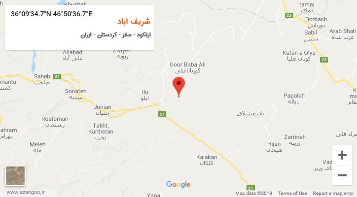 روستای شریف آباد بر روی نقشه