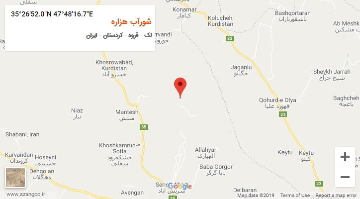 روستای شورآب هزاره بر روی نقشه