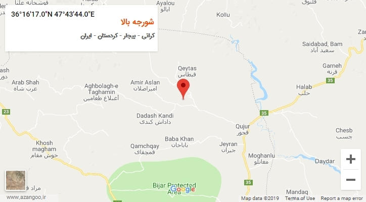 روستای شورجه بالا بر روی نقشه