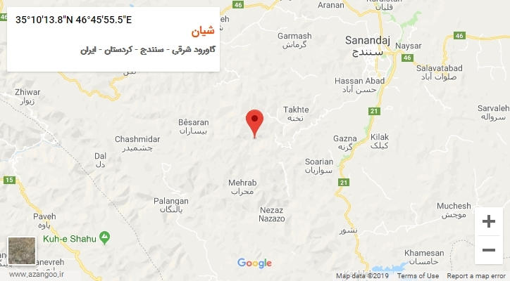روستای شیان بر روی نقشه
