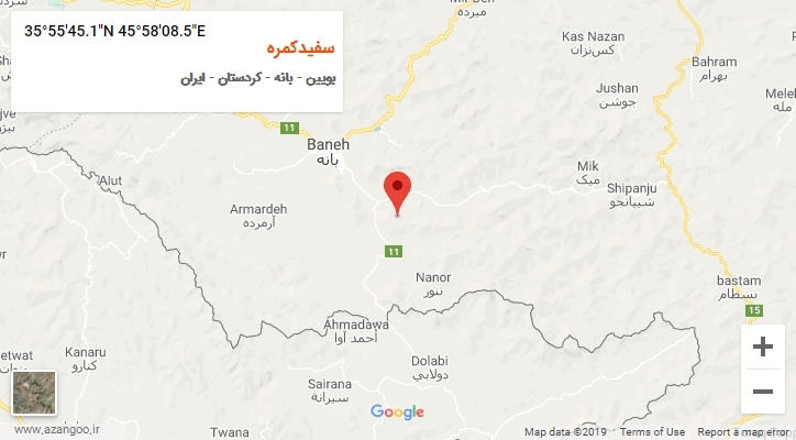 روستای سفیدکمره بر روی نقشه