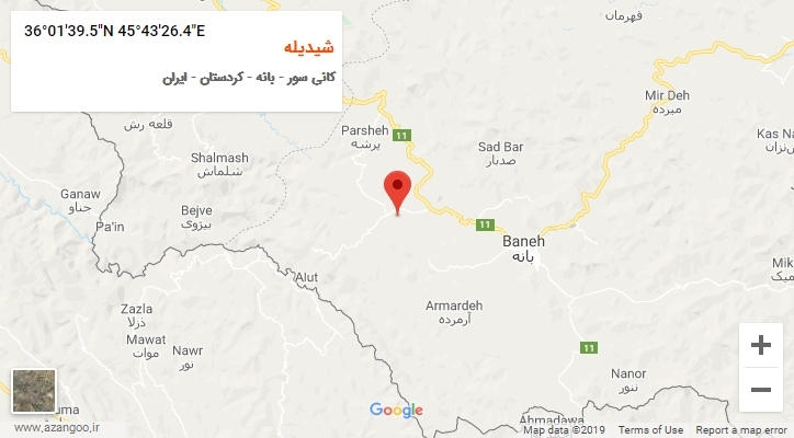روستای شیدیله بر روی نقشه