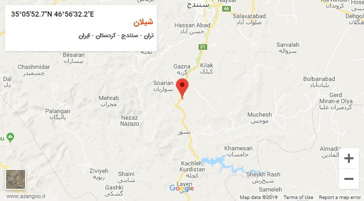 روستای شیلان بر روی نقشه