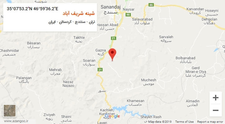 روستای شینه شریف آباد بر روی نقشه