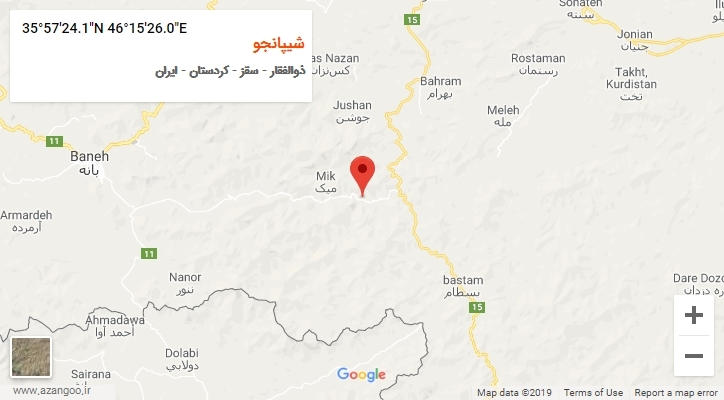 روستای شیپانجو بر روی نقشه