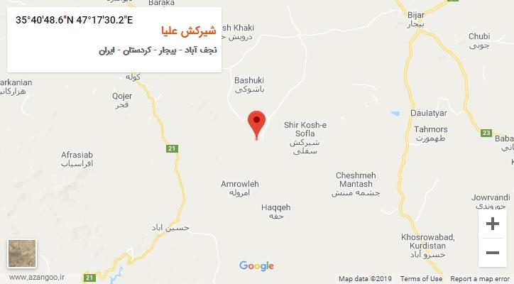 روستای شیرکش علیا بر روی نقشه