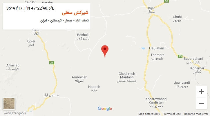 روستای شیرکش سفلی بر روی نقشه