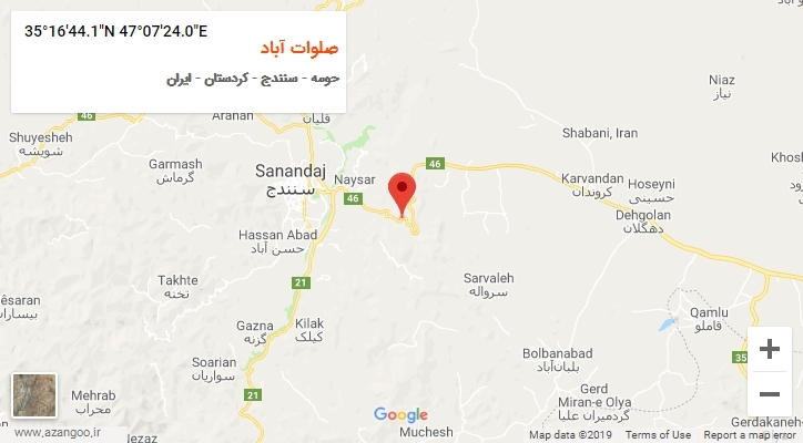 روستای صلوات آباد بر روی نقشه