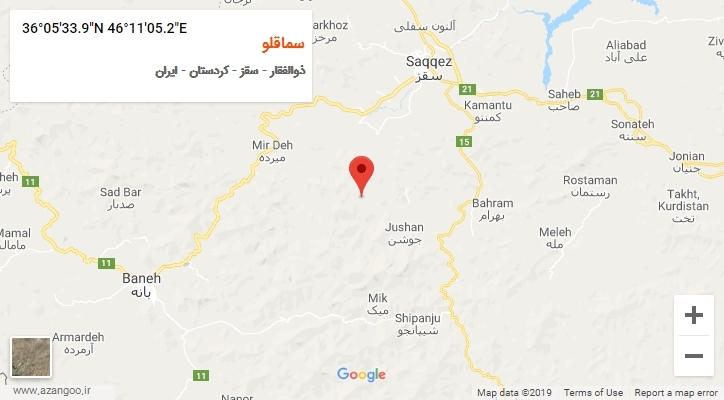 روستای سماقلو بر روی نقشه