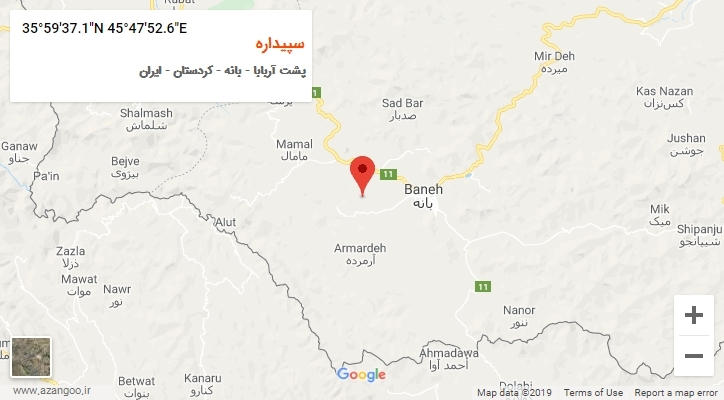 روستای سپیداره بر روی نقشه