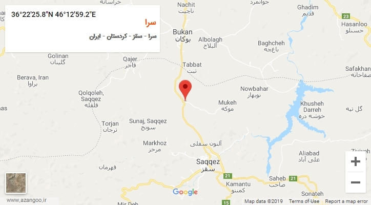 روستای سرا بر روی نقشه