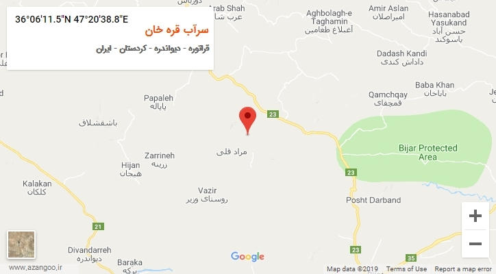 روستای سرآب قره خان بر روی نقشه