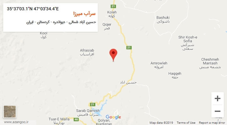 روستای سرآب میرزا بر روی نقشه