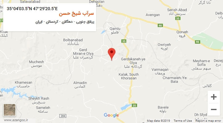 روستای سرآب شیخ حسن بر روی نقشه