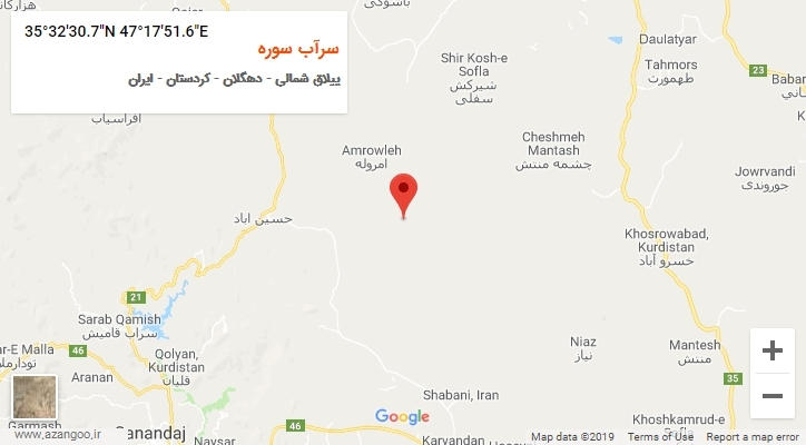 روستای سرآب سوره بر روی نقشه