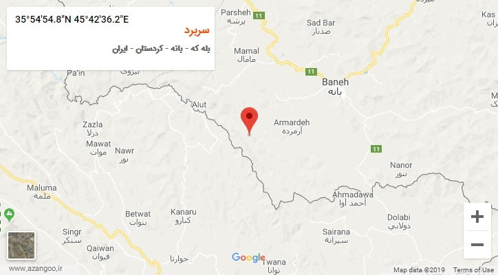 روستای سربرد بر روی نقشه