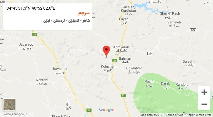 روستای سرچم بر روی نقشه