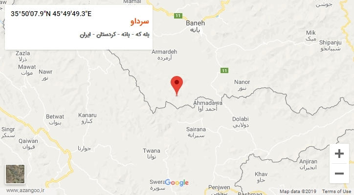 روستای سرداو بر روی نقشه