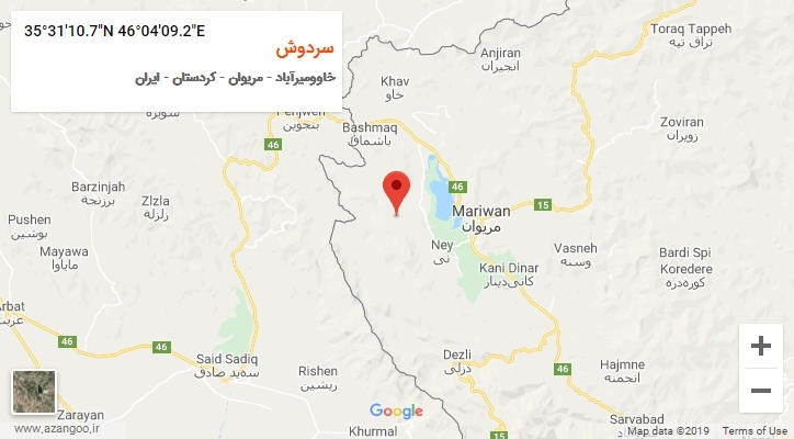 روستای سردوش بر روی نقشه