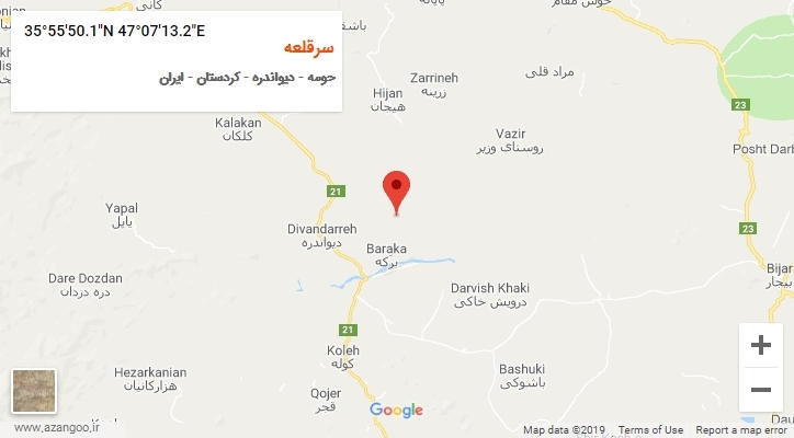 روستای سرقلعه بر روی نقشه