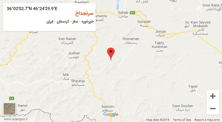 روستای سرنجداخ بر روی نقشه