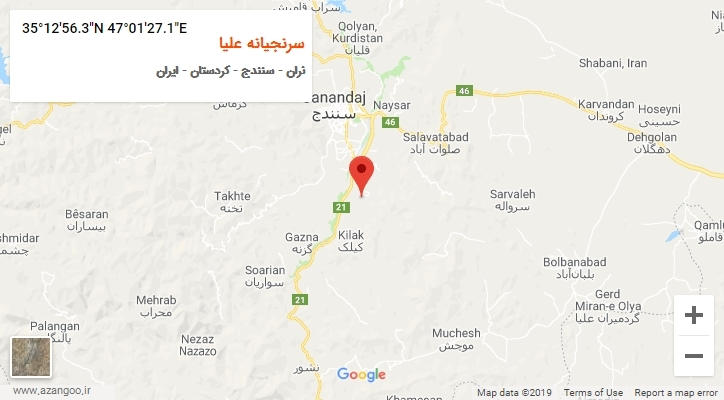 روستای سرنجیانه علیا بر روی نقشه