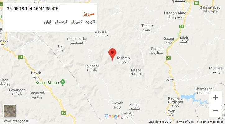 روستای سرریز بر روی نقشه