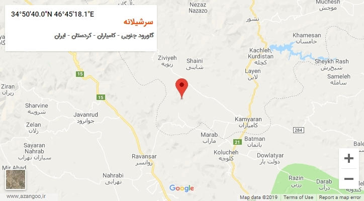 روستای سرشیلانه بر روی نقشه