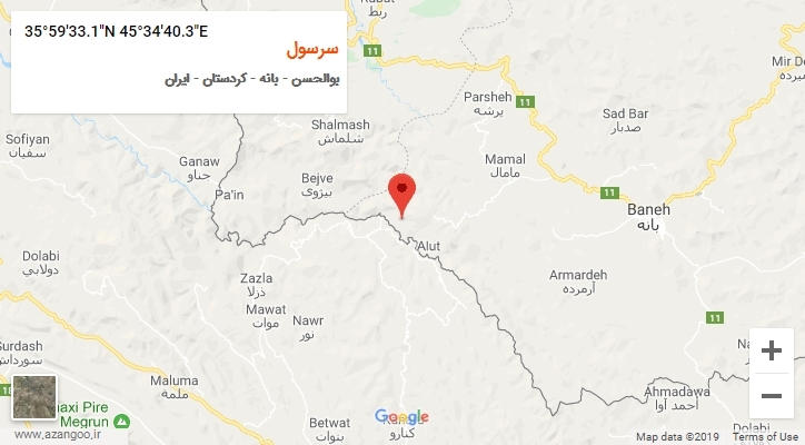روستای سرسول بر روی نقشه