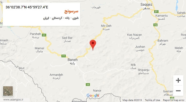 روستای سرسونج بر روی نقشه